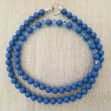 Eleganta lazurīta pērļu kaklarota ar Swarovski kristāliem  6 mm